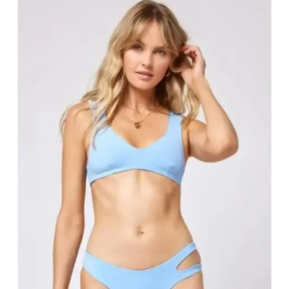 L*Space One Wave Bikini Top in Aurora Electric Blue Reversible Size Medium NEW